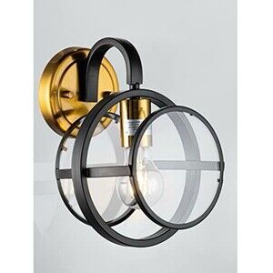 Wall Light Lamp Clear Glass Matte Black 11”x8”x8” Dimmable Steampunk Vintage